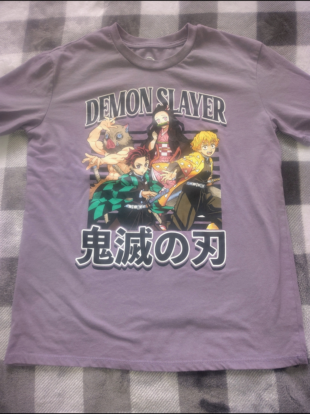 Demon Slayer Graphic Tee - Lavender Purple Short Sleeve
